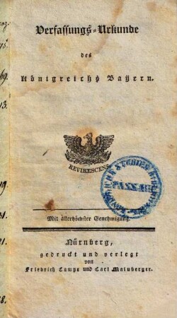 Verfassungs-Urkunde des Königreichs Bayern