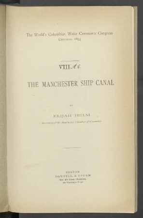VIII Ab. The Manchaster Ship Canal