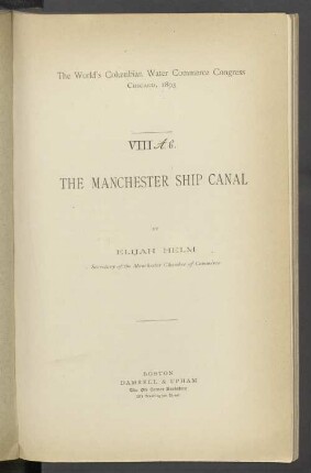 VIII Ab. The Manchaster Ship Canal