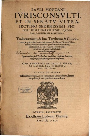 Tractatus novus de iure tutelarum et curationum