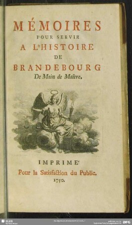 Mémoires Pour Servir A L'Histoire De Brandebourg