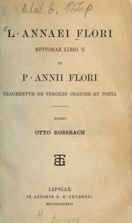 L. Annaei Flori Epitomae libri II