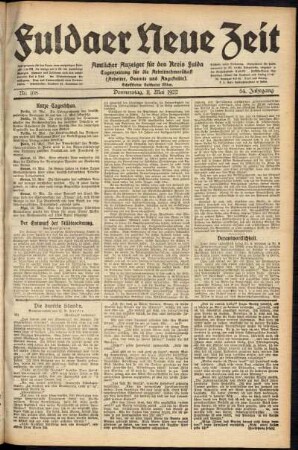 Ausgabe vom Donnerstag, den 11. Mai 1922.