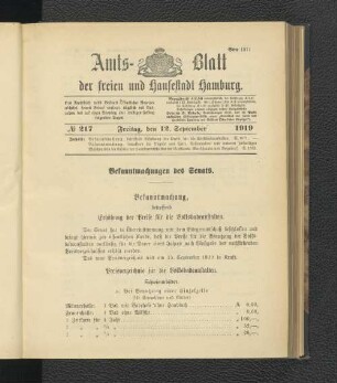 No.217, Freitag, den 12. September 1919