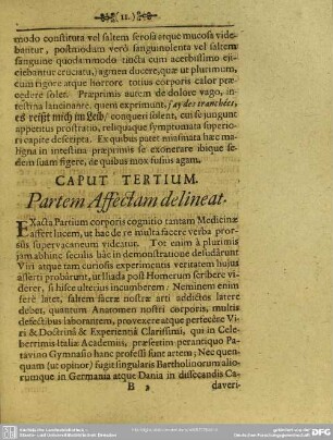 Caput Tertium. Partem Affectam delineat