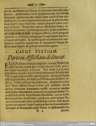 Caput Tertium. Partem Affectam delineat