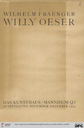 Willy Oeser. Sonderaustellung im Kronprinzen-Palast von Dr. W. Sauer