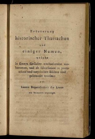 Erörterung historischer Thatsachen und einiger Namen, welche...