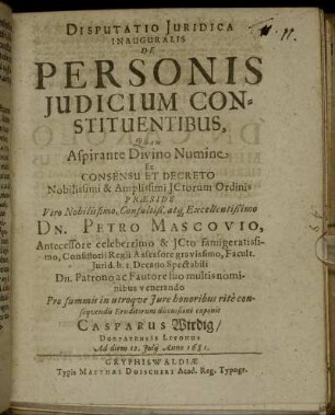 Disputatio Iuridica Inauguralis De Personis Iudicium Constituentibus