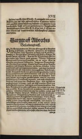 Marggraff Albrechts Bestallungbrieff.