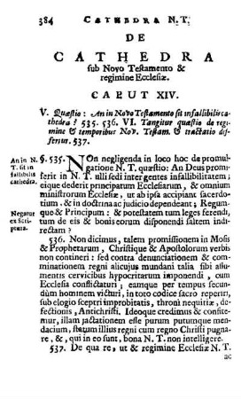 De Cathedra sub Novo Testamento & regimine Ecclesiæ. Caput XIV.