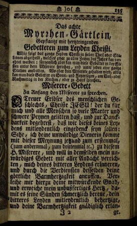 Das achte Myrrhen-Gärtlein, Gepflantzt mit hertztringenden Gebetteren zum Leyden Christi