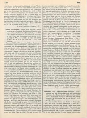 149-150 [Rezension] Clemens Alexandrius, vierter Band Register ; 2. Teil, Wort- und Sachregister