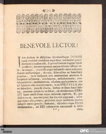 Benevole Lector!