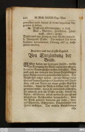 Das drey und dreyßigste Capitel. Von Entzündung der Brüste.