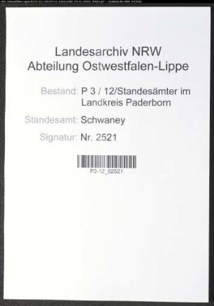 Sterberegister Standesamt Schwaney