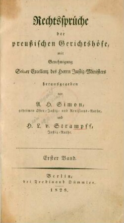 1.1828: Rechtssprüche der preußischen Gerichtshöfe