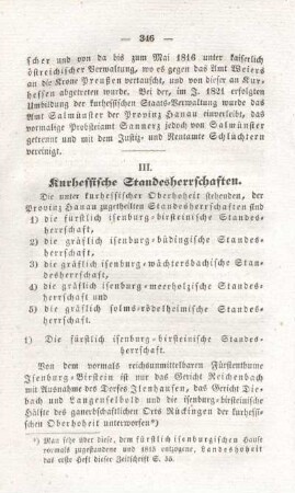 III. Kurhessische Standesherrschaften.