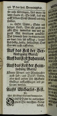 Auff das Fest der Verkündigung Mariä, Johannis und der Heimsuchung Mariä - Auffs Michaelis-Fest