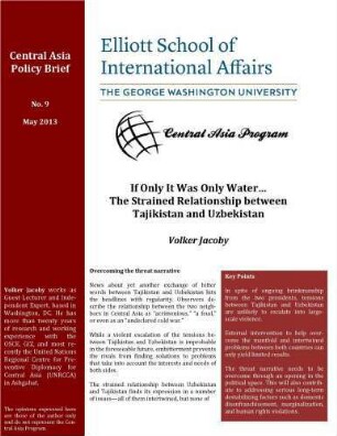 If only it was only water : the strained relationship between Tajikistan and Uzbekistan