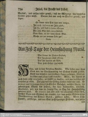 Am Fest-Tage der Heimsuchung Mariae