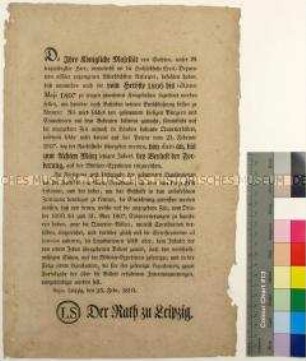 Verordnung des Rates der Stadt Leipzig betreffend Kriegslasten