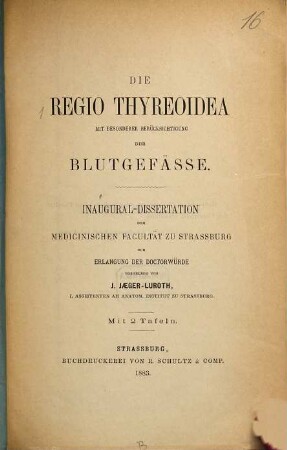 Die Regio thyreoidea mit besonderer Berücksichtigung der Blutgefässe