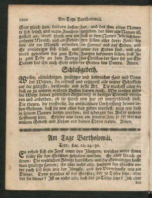 Am Tage Bartholomäi.