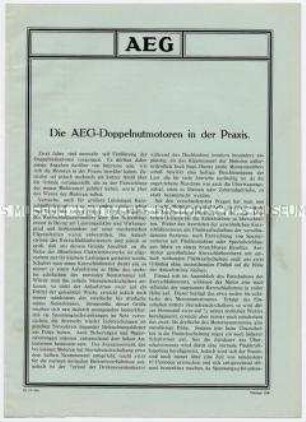 Die AEG-Doppelnutmotoren in der Praxis.