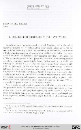 47.1999: Lubelski cech ciesielski w XVI i XVII wieku