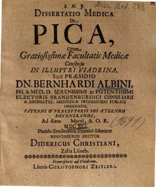 Dissertatio Medica De Pica