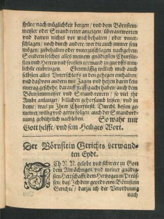 Der Börnstein Gerichts verwandten Eydt.