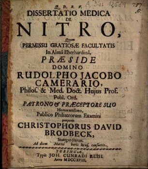 Dissertatio Medica De Nitro