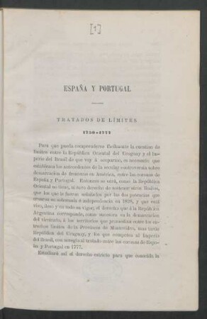 España y Portugal : Tratados de límites 1750 - 1777