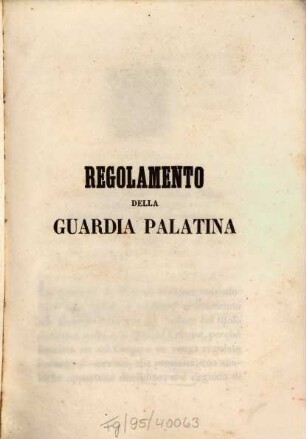 Regolamento della Guardia Palatina