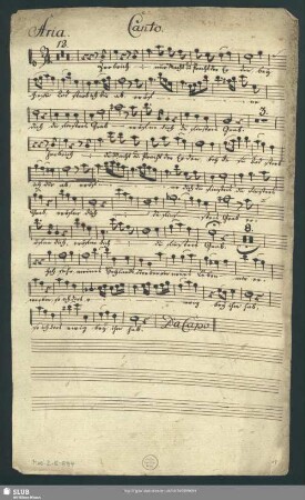 Ein Lämmlein geht und trägt die Schuld. Excerpts - Mus.2-E-594 : S, strings, fl (2), bc; GraunWV B:VII:4/31