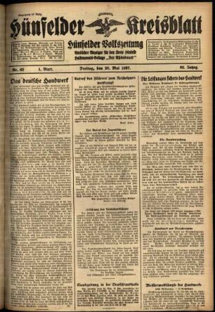 Erste Ausgabe vom Freitag, den 28. Mai 1937.