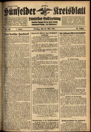 Erste Ausgabe vom Freitag, den 28. Mai 1937.