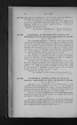Nr. 60 Bekanntmachung, betreffend das Verbot der Einfuhr von Schweinen, Schweinefleisch udn Würsten amerikanischen Ursprungs