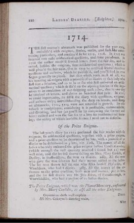 The Poetical Parts of the Ladies' Diaries. [Beigthon].