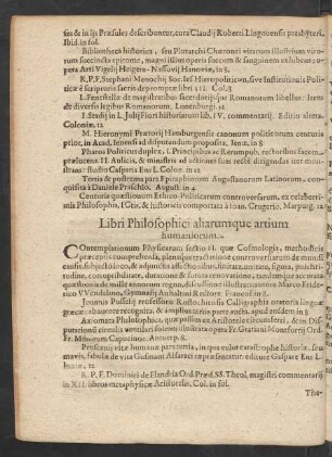 Libri Philosophici aliarumque artium humaniorum.