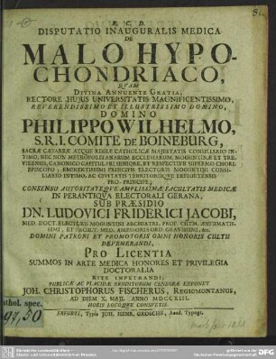 Disputatio Inauguralis Medica De Malo Hypochondriaco