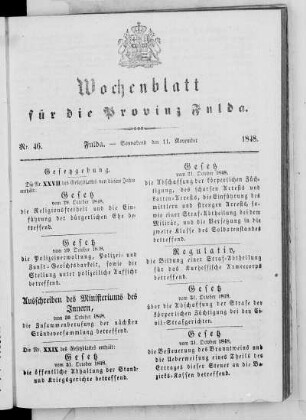 Nr. 46, Ausgabe vom 11. November 1848