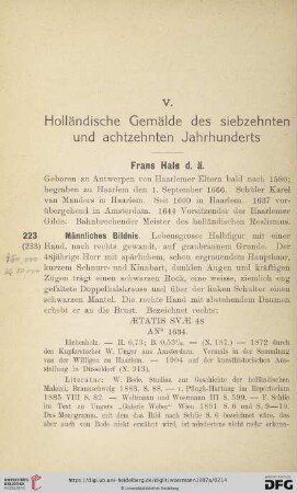 V. Holländische Gemälde des siebzehnten und achtzehnten Jahrhunderts (Nr.223-343)