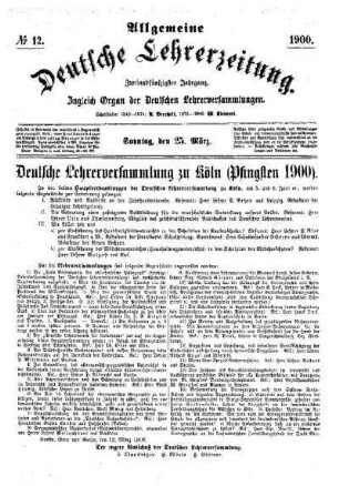Deutsche Lehrerversammlung zu Köln (Pfingsten 1900)