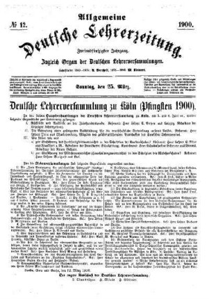 Deutsche Lehrerversammlung zu Köln (Pfingsten 1900)