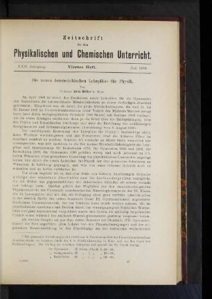 Die neuen österreichischen Lehrpläne für Physik.