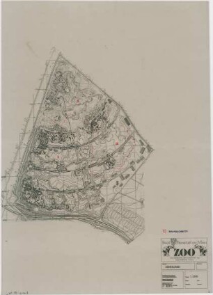 Hansjakob, Gottfried; Frankfurt am Main; Frankfurter Zoo - Höhenlinien mit Bauabschnitten (Lageplan)