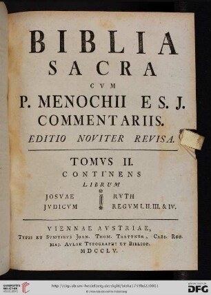 Band 2: Biblia Sacra Vvlgatae Editionis: Sixti V. Pontif. Max. Jvssv Recogn. Et Clement. VIII. Avctoritate Edita; Versibvs Distinctis Et Capitvm Argvmentis Avcta