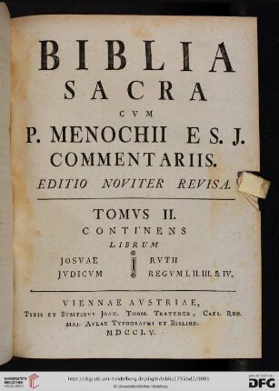 Band 2: Biblia Sacra Vvlgatae Editionis: Sixti V. Pontif. Max. Jvssv Recogn. Et Clement. VIII. Avctoritate Edita; Versibvs Distinctis Et Capitvm Argvmentis Avcta